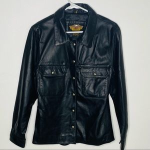 Harley Davidson Women Leather Black Jacket Long Sleeves Size XS Hardly Worn